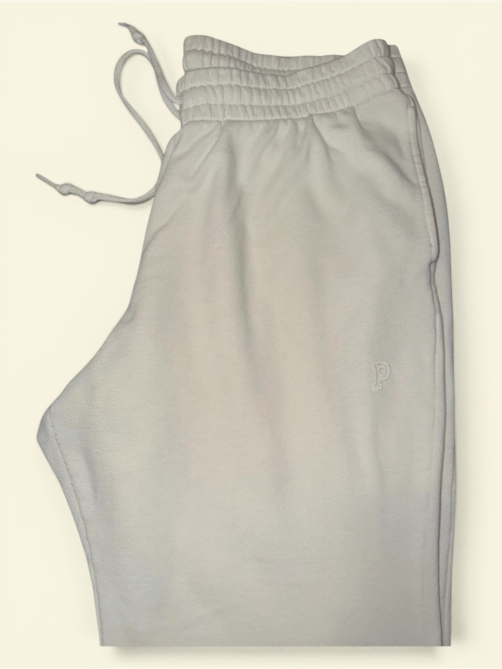 PINK Victoria’s Secret Cream Fleece Wide Leg Lounge Pants